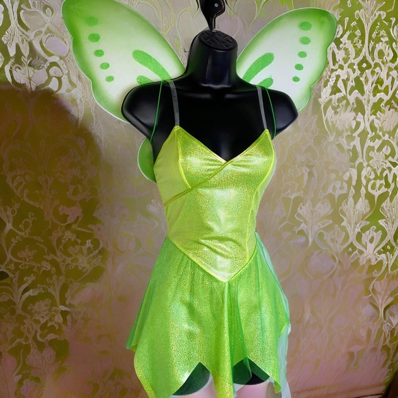 New Large‎ Tinkerbell Dress Wings Halloween Costume Strapless Mini Faerie Set - Picture 2 of 5